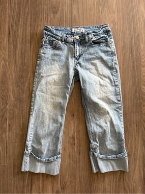 Y2K Mid Rise Cuffed Denim Capris